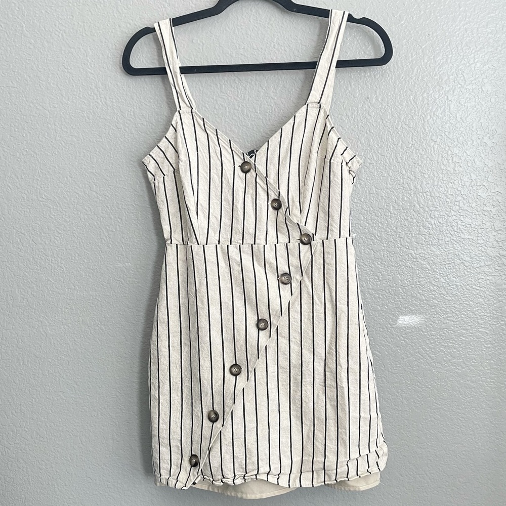 Lulu's Cream and Black Striped Mini Dress